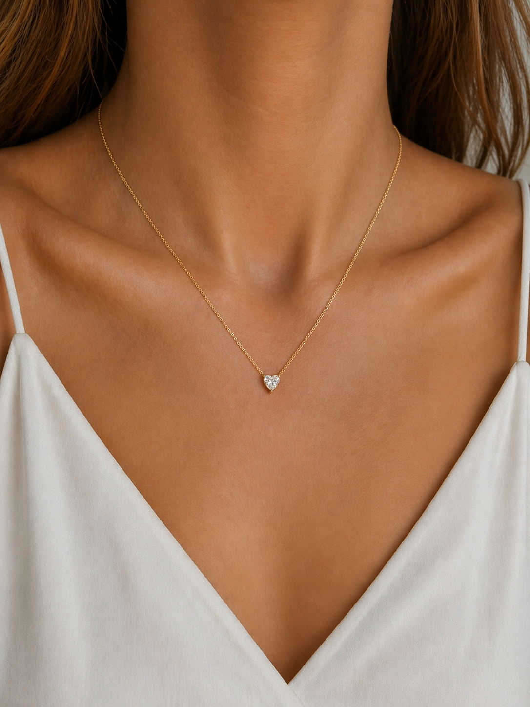 Heart Solitaire Minimal Necklace