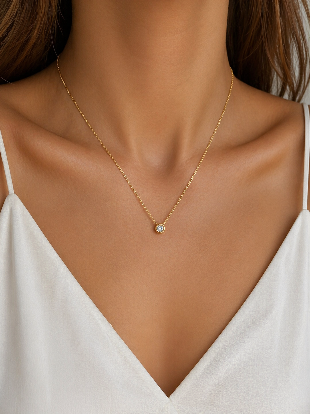 Minimal Bezel Solitaire Necklace