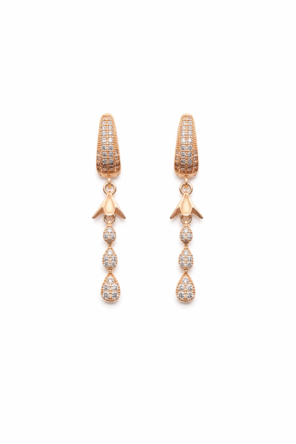 Celestia Cascade Teardrop Earrings – Rose Gold Crystal Dangles