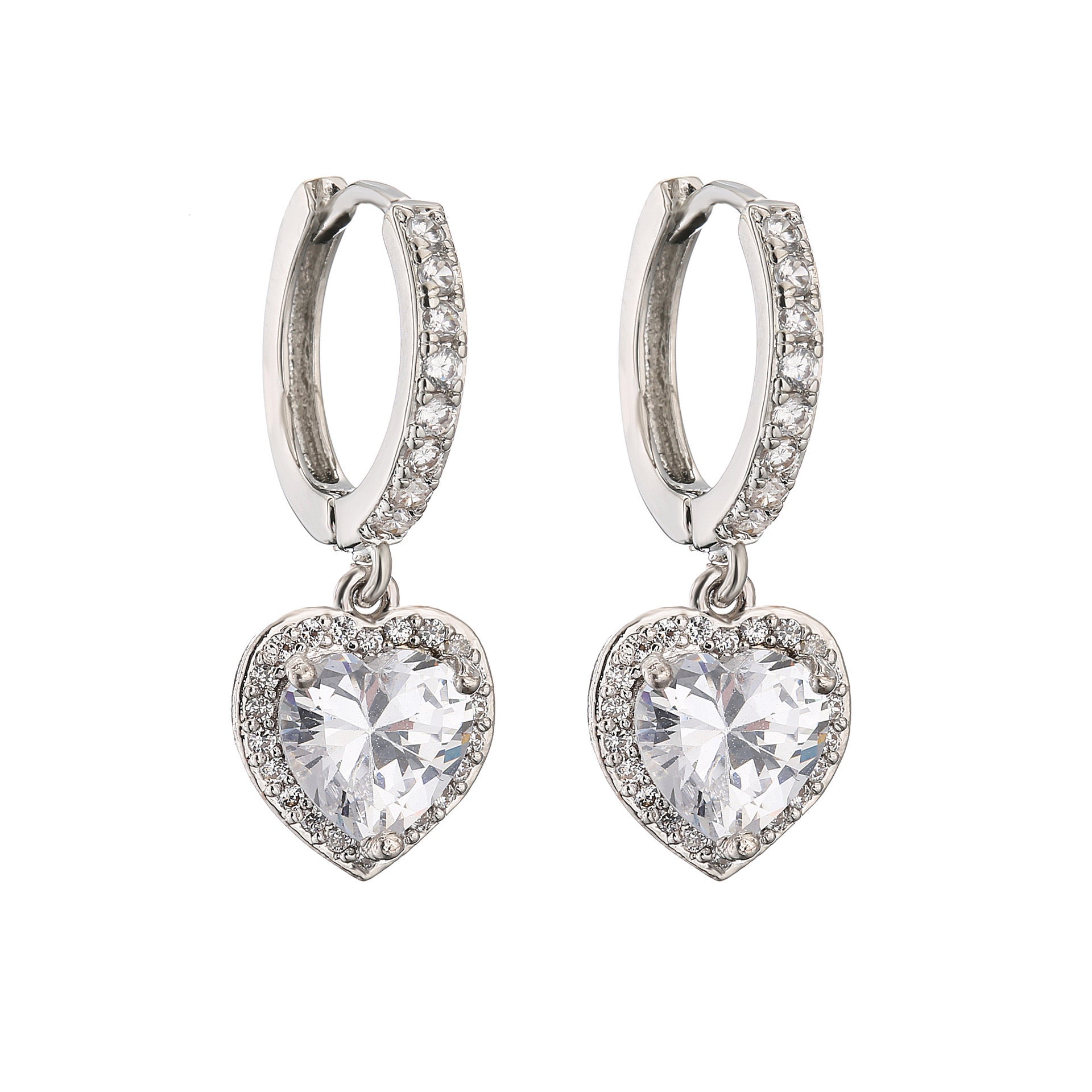 Luxe Heart Drop Silver Earrings