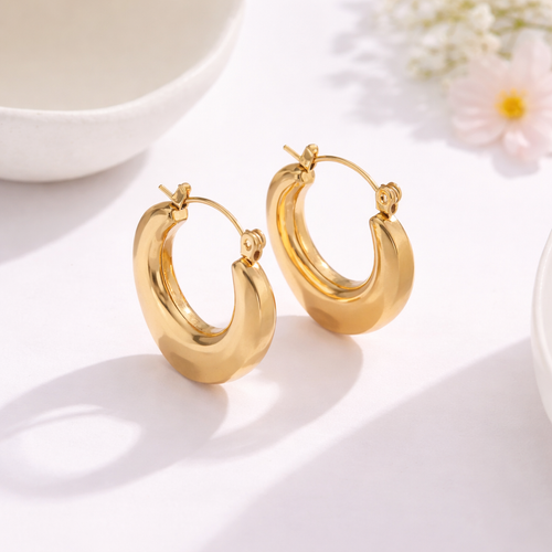 Amora Heart Gold Hoop Earrings