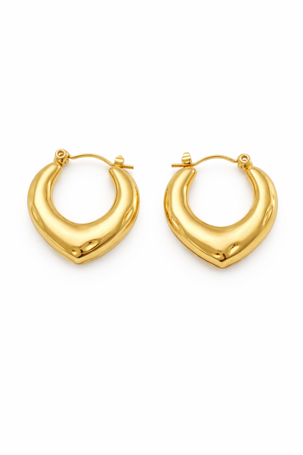 Amora Heart Gold Hoop Earrings