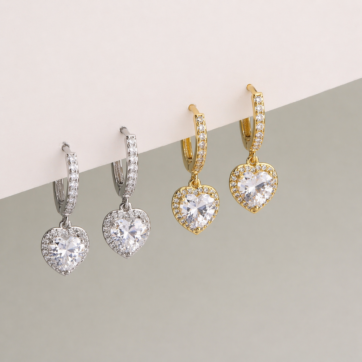 Luxe Heart Drop Silver Earrings