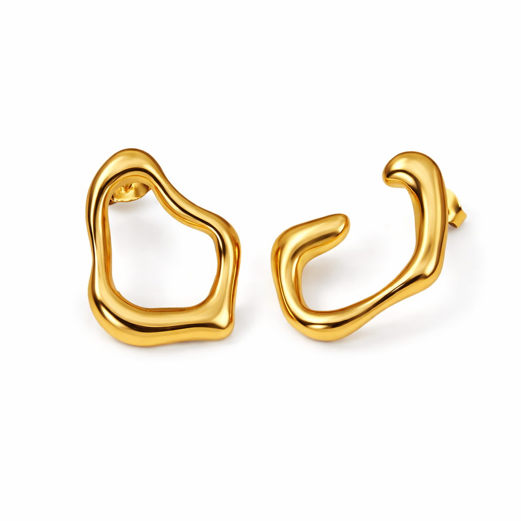 Abstract Gold Sculpted Earrings