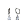 Silver Teardrop Crystal Huggie Earrings