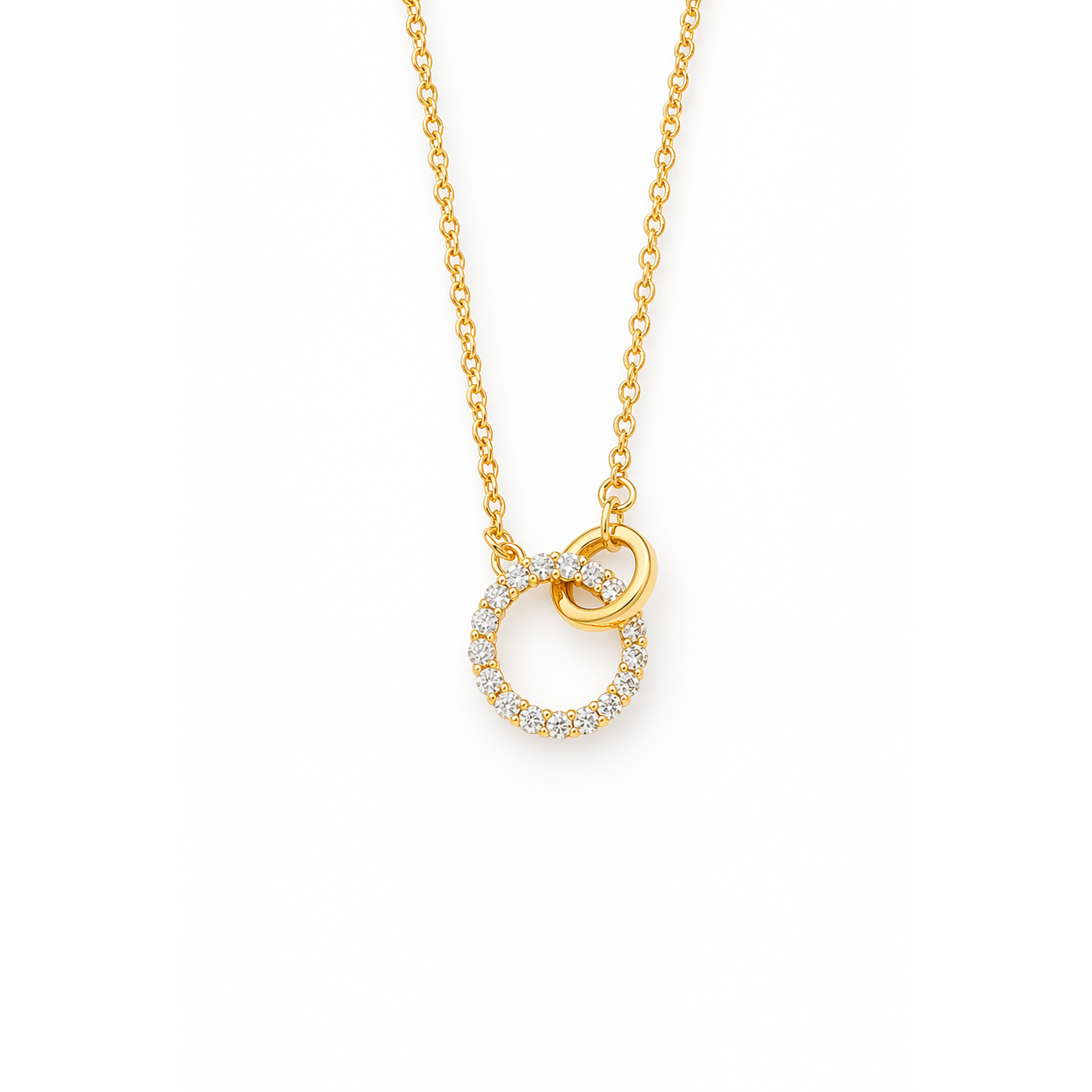 Double Circle Crystal Pendant Necklace