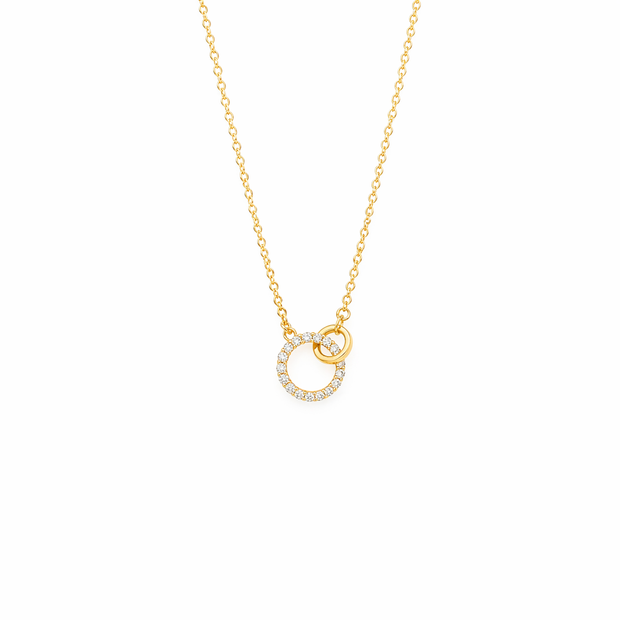 Double Circle Crystal Pendant Necklace